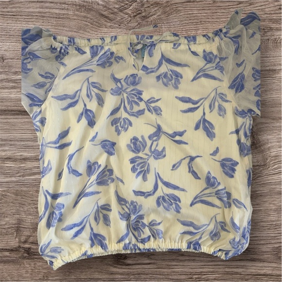 CeCe Blue Floral Blouse - Picture 8 of 8